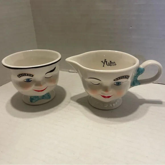 Vintage Bailey’s Cream and Sugar Set - White and Blue - Picture 3 of 7